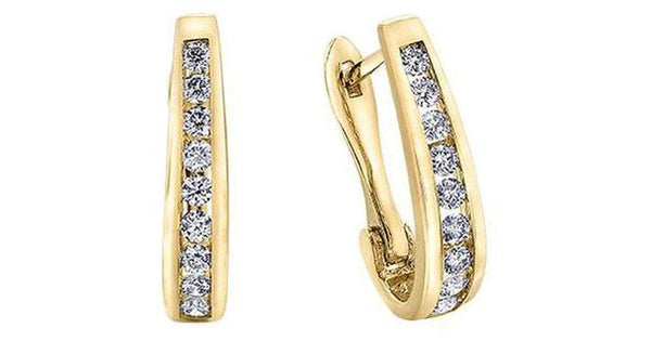 10K Yellow Gold Diamond (0.10 ct. T.W.) Channel Set Huggies