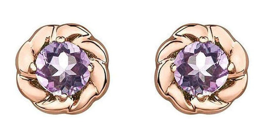10K Rose & White Gold Amethyst Lilac Studs