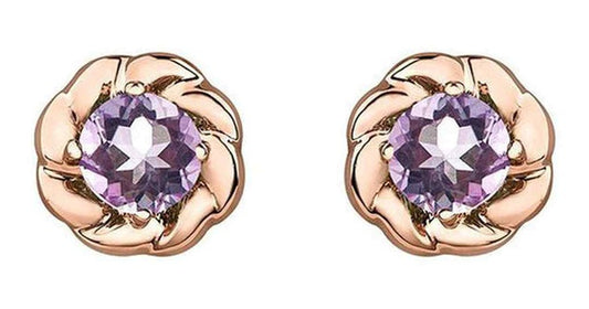 10K Rose & White Gold Amethyst Lilac Studs
