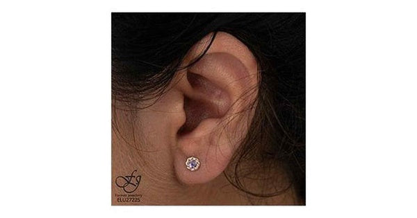 10K Rose & White Gold Amethyst Lilac Studs