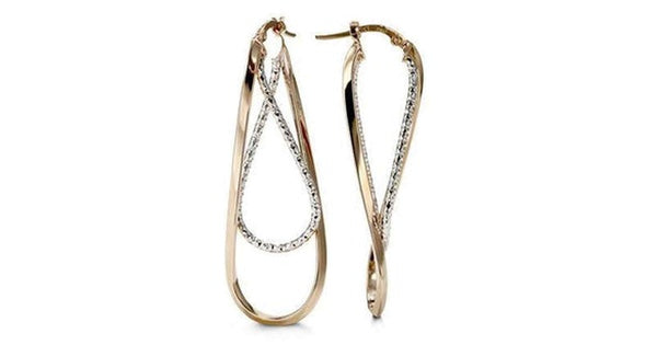 Rose & White Gold Double Hoop Earrings