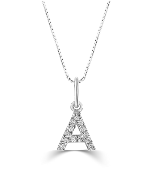 0.05 ct T.W. Diamonds "A" Initial Pendant in 10K White Gold