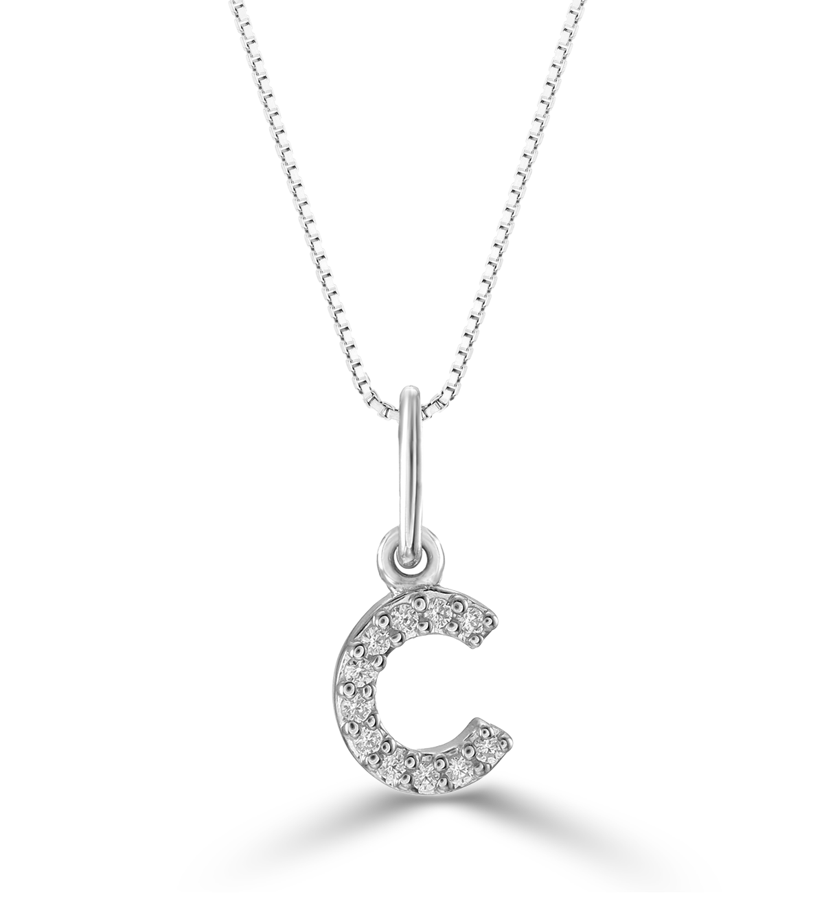 0.05 ct T.W. Diamonds "C" Initial Pendant in 10K White Gold