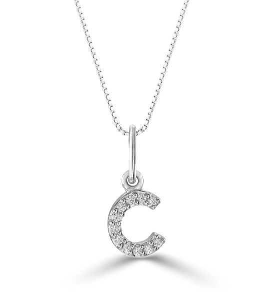 0.05 ct T.W. Diamonds "C" Initial Pendant in 10K White Gold