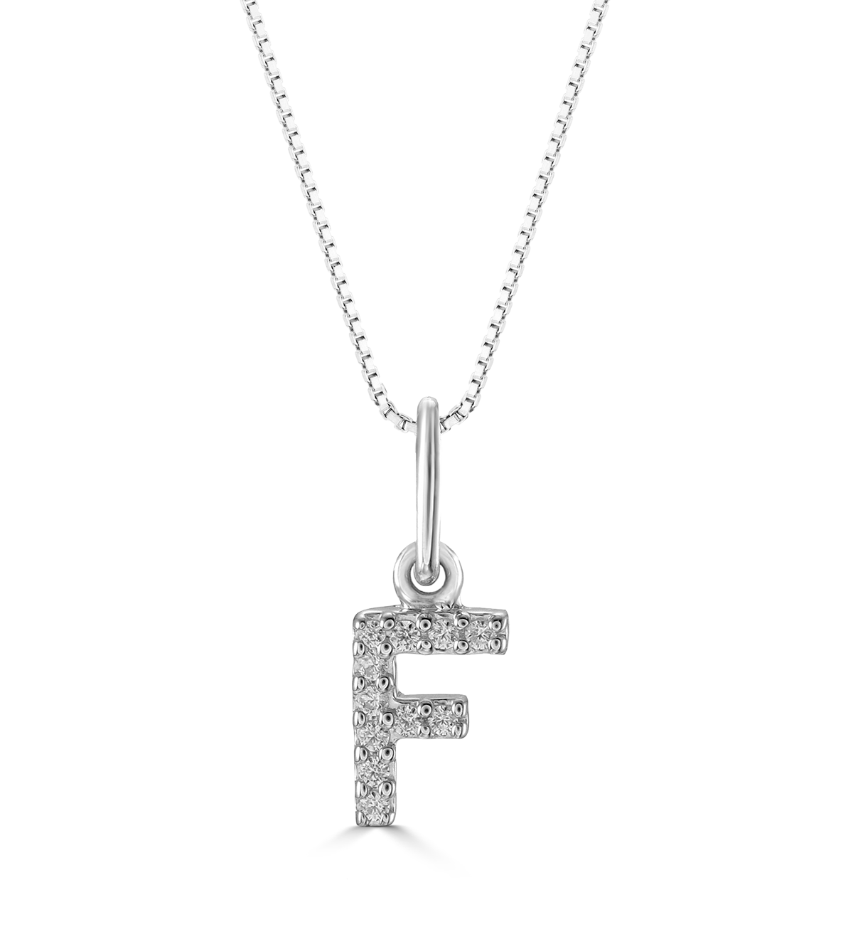 0.05 ct T.W. Diamonds "F" Initial Pendant in 10K White Gold