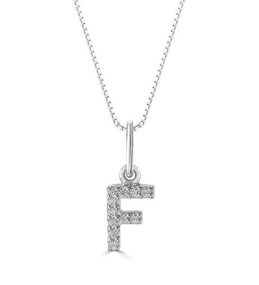 0.05 ct T.W. Diamonds "F" Initial Pendant in 10K White Gold