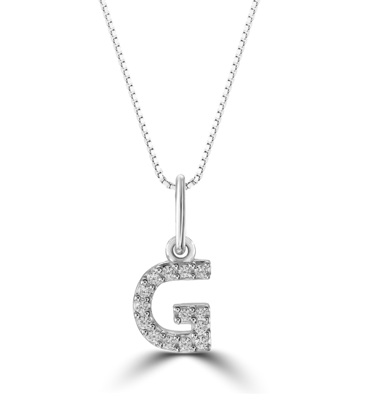 0.05 ct T.W. Diamonds "G" Initial Pendant in 10K White Gold