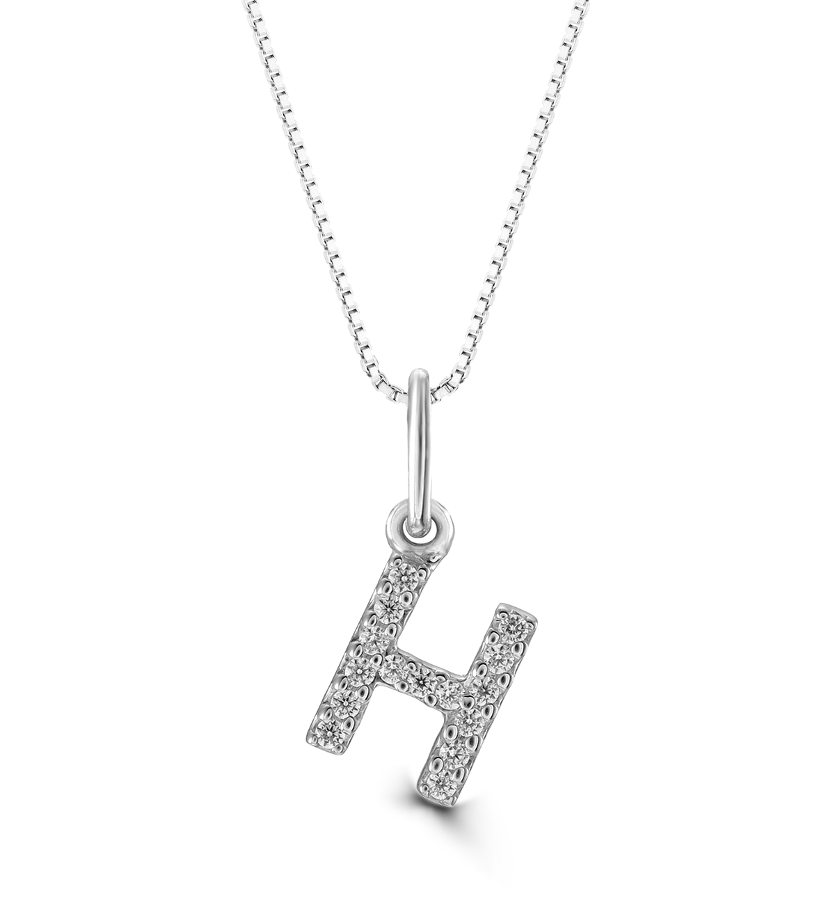 0.05 ct T.W. Diamonds "H" Initial Pendant in 10K White Gold