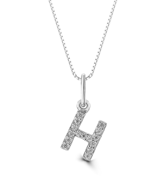 0.05 ct T.W. Diamonds "H" Initial Pendant in 10K White Gold