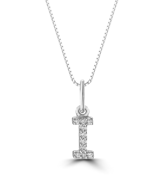 0.05 ct T.W. Diamonds "I" Initial Pendant in 10K White Gold
