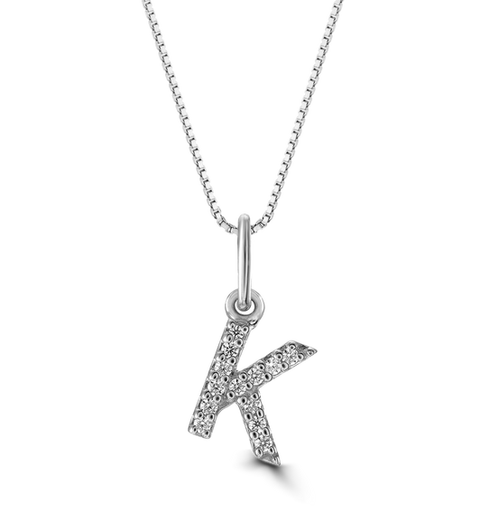 0.05 ct T.W. Diamonds "K" Initial Pendant in 10K White Gold