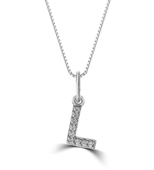 0.05 ct T.W. Diamonds "L" Initial Pendant in 10K White Gold