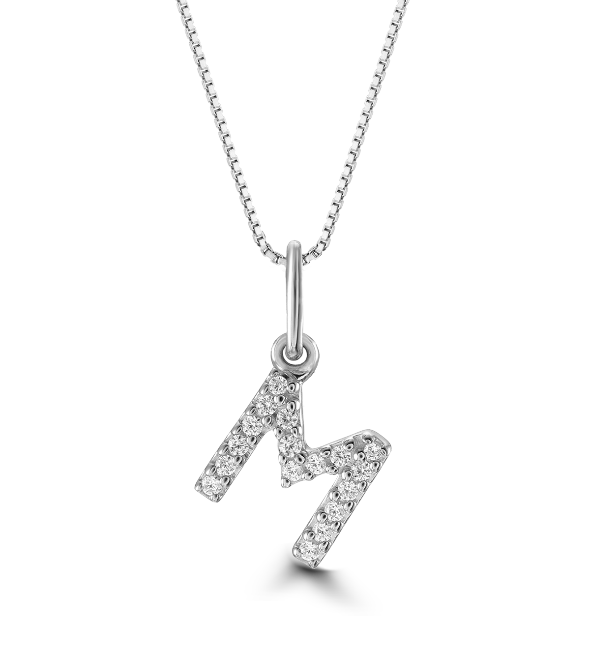 0.05 ct T.W. Diamonds "M" Initial Pendant in 10K White Gold