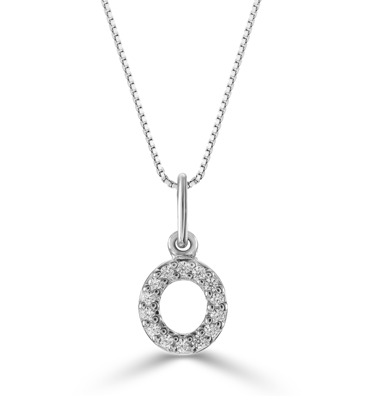 0.05 ct T.W. Diamonds "O" Initial Pendant in 10K White Gold