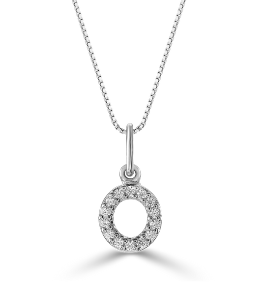 0.05 ct T.W. Diamonds "O" Initial Pendant in 10K White Gold