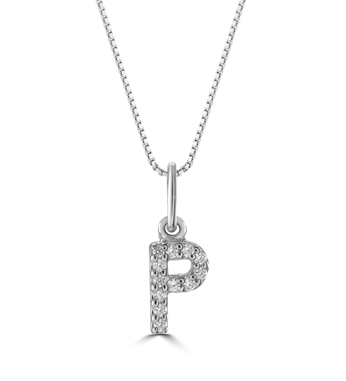 0.05 ct T.W. Diamonds "P" Initial Pendant in 10K White Gold