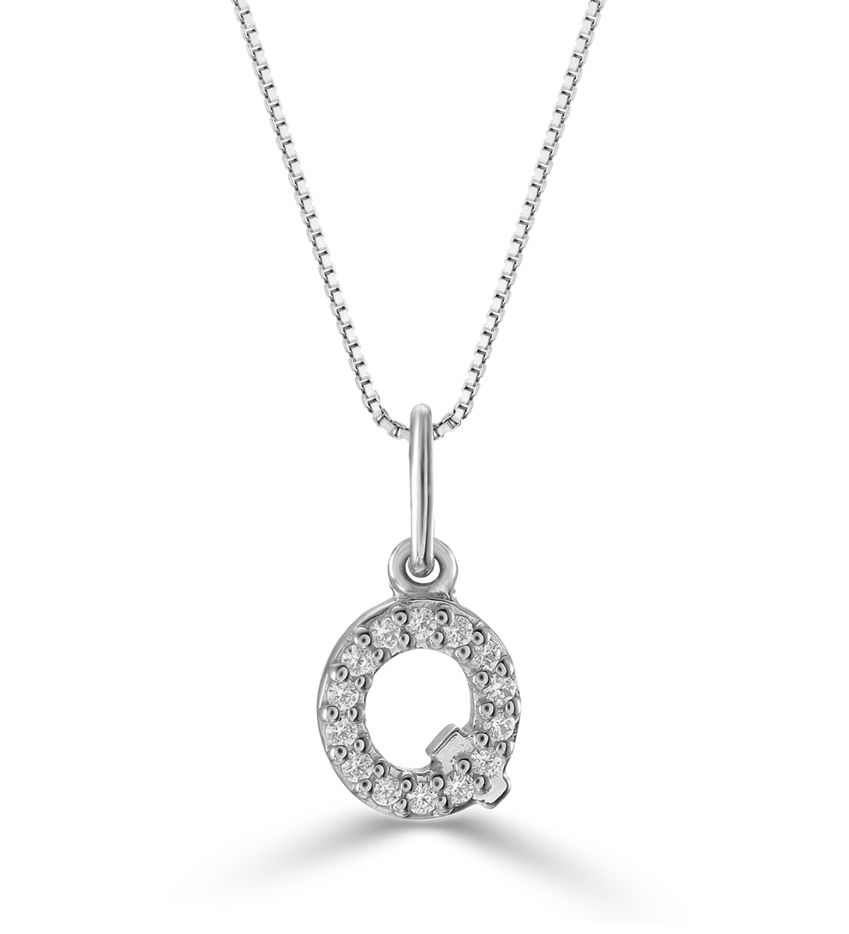 0.05 ct T.W. Diamonds "Q" Initial Pendant in 10K White Gold