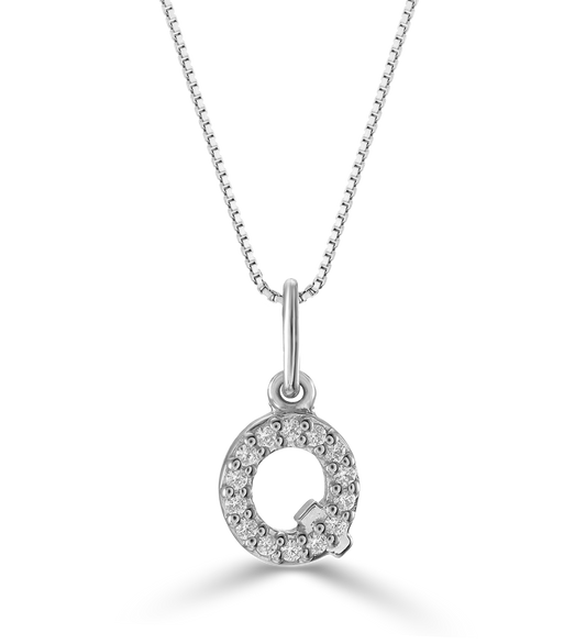 0.05 ct T.W. Diamonds "Q" Initial Pendant in 10K White Gold