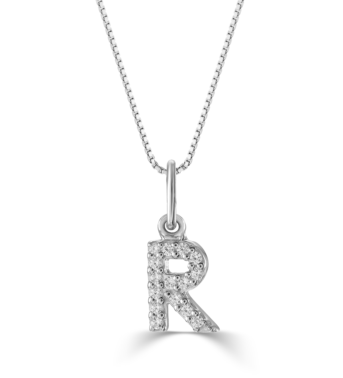 0.05 ct T.W. Diamonds "R" Initial Pendant in 10K White Gold