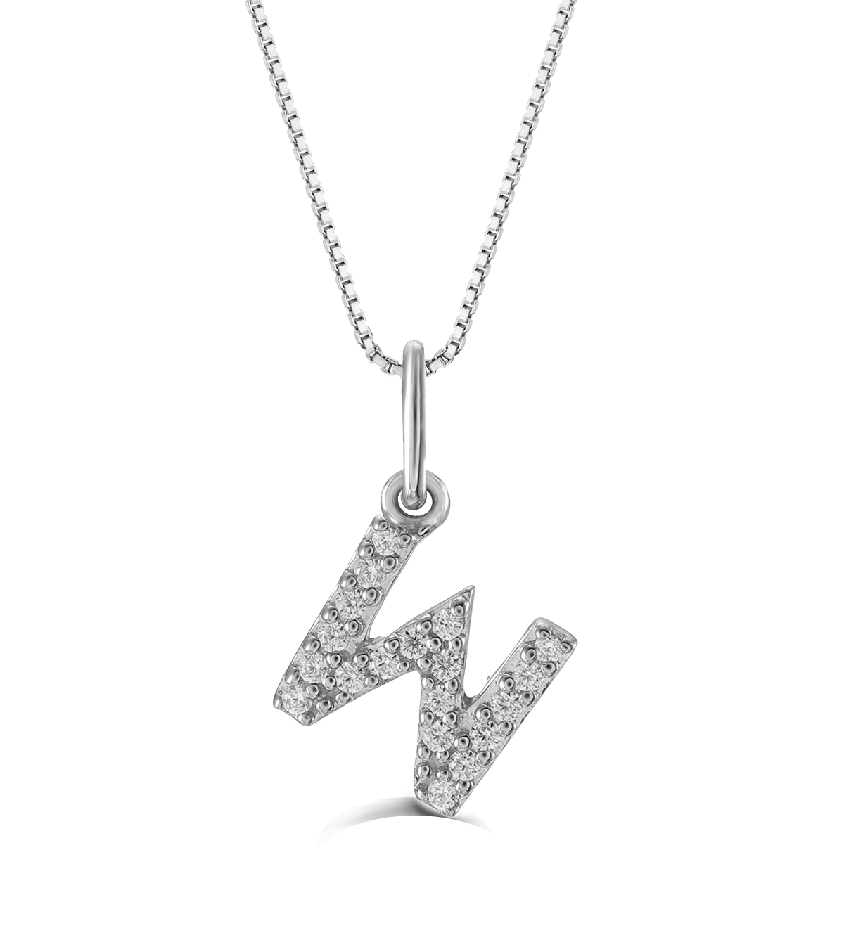 0.05 ct T.W. Diamonds "W" Initial Pendant in 10K White Gold