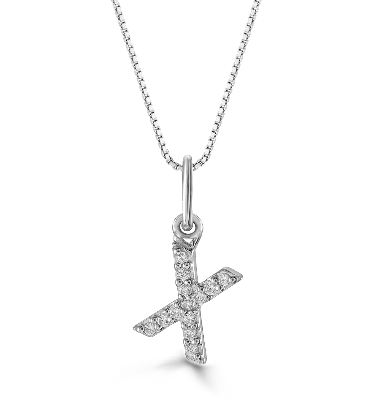 0.05 ct T.W. Diamonds "X" Initial Pendant in 10K White Gold
