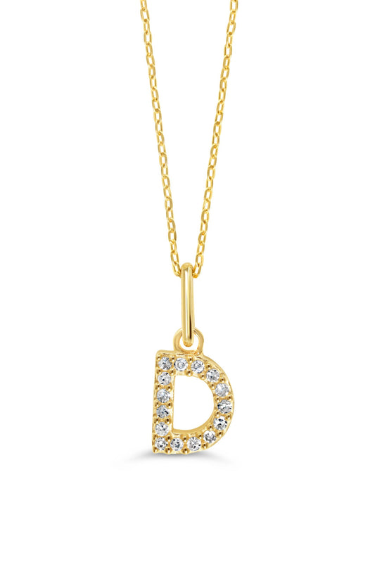0.05 ct T.W. Diamonds "D" Initial Pendant in 10K Yellow Gold