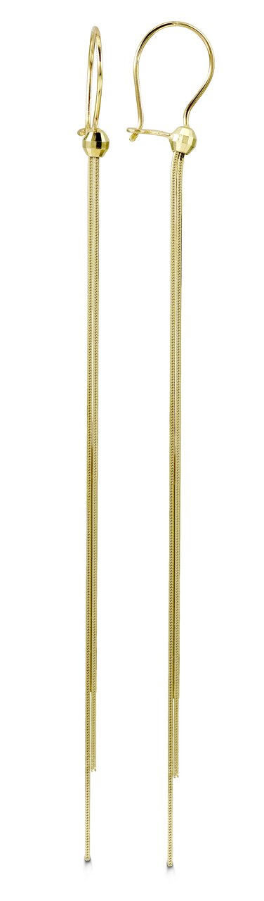 Long Tassel Yellow Gold Drop Earrings