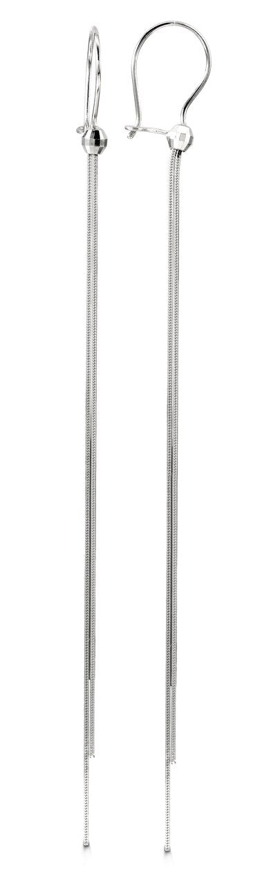 Long Tassel White Gold Drop Earrings