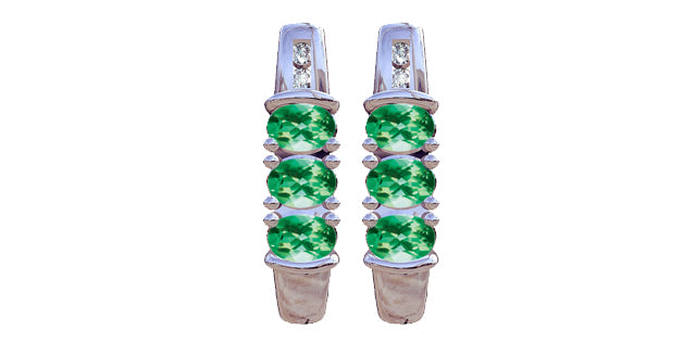 Emerald & Diamond Stud Earrings in White Gold