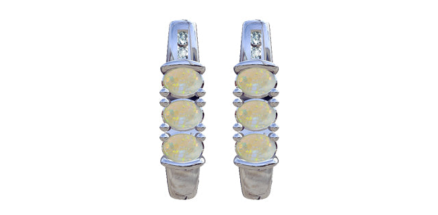 Opal & Diamond Stud Earrings in White Gold