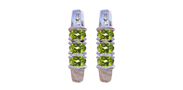 Peridot & Diamond Stud Earrings in White Gold