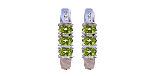 Peridot & Diamond Stud Earrings in White Gold