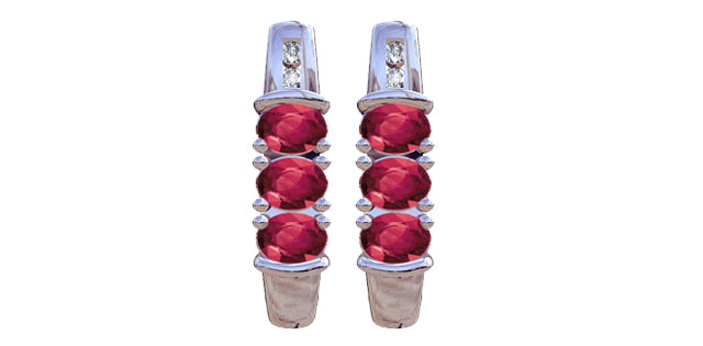 Ruby & Diamond Stud Earrings in White Gold