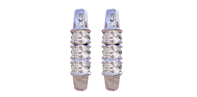 White Topaz & Diamond Stud Earrings in White Gold