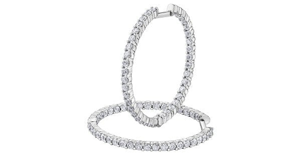 3.00 ct. T.W Canadian Diamond White Gold Hoops Earrings