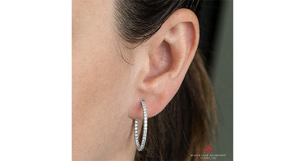 3.00 ct. T.W Canadian Diamond White Gold Hoops Earrings