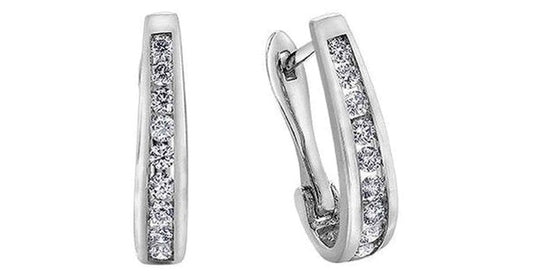 0.33 ct T.W. Tapered 10K White Gold Hoops