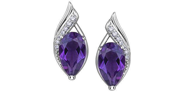 Sapphire Diamond Stud Earrings in White Gold
