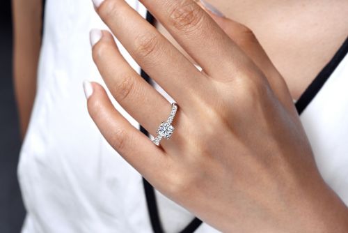 Gabriel & Co-14k White Gold Round Diamond Engagement Ring - 0.39 ct