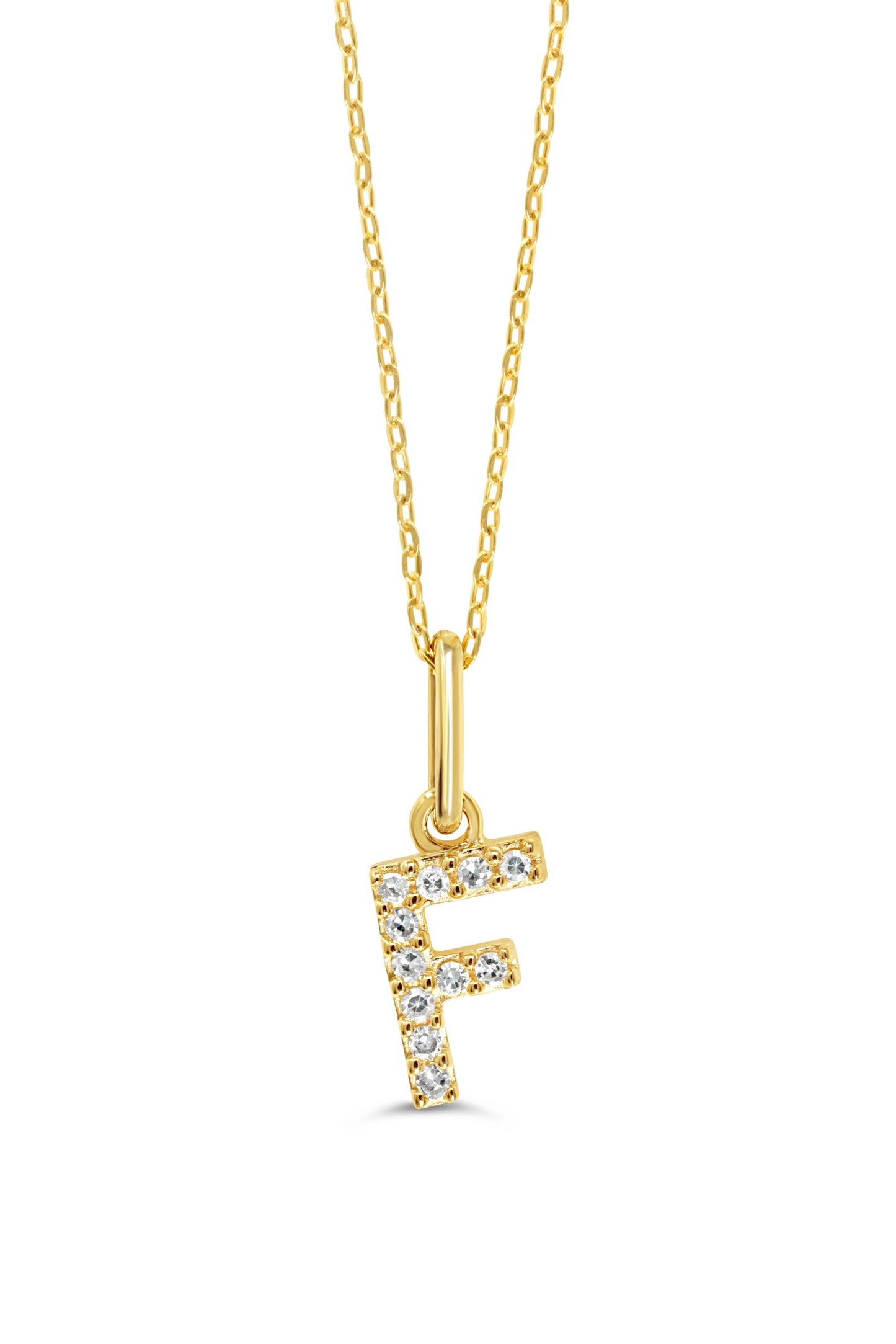 0.05 ct T.W. Diamonds "F" Initial Pendant in 10K Yellow Gold