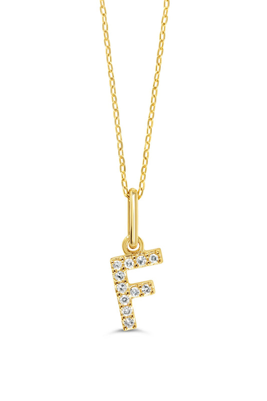 0.05 ct T.W. Diamonds "F" Initial Pendant in 10K Yellow Gold