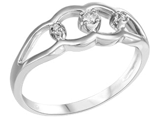 0.03 ct T.W. Past-Present-Future Diamonds White Gold Ladies Ring