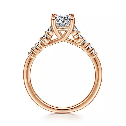 Gabriel & Co-14k Rose Gold Round Diamond Engagement Ring - 0.24 ct