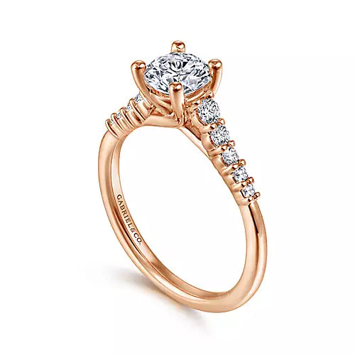 Gabriel & Co-14k Rose Gold Round Diamond Engagement Ring - 0.24 ct