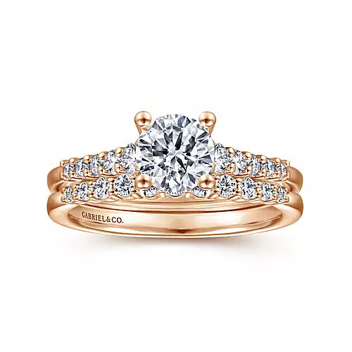 Gabriel & Co-14k Rose Gold Round Diamond Engagement Ring - 0.24 ct