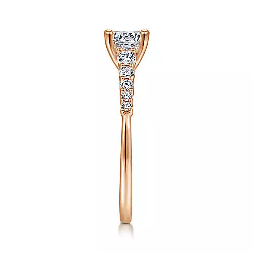Gabriel & Co-14k Rose Gold Round Diamond Engagement Ring - 0.24 ct