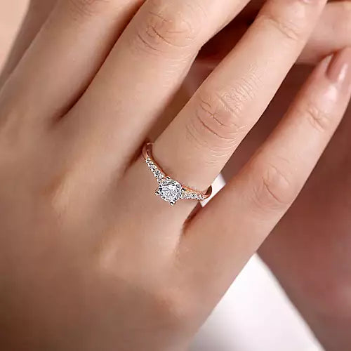 Gabriel & Co-14k Rose Gold Round Diamond Engagement Ring - 0.24 ct