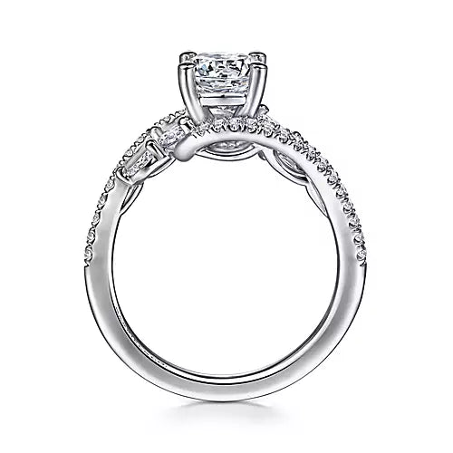 Gabriel & Co-14k White Gold Bypass Round Diamond Engagement Ring - 0.41 ct