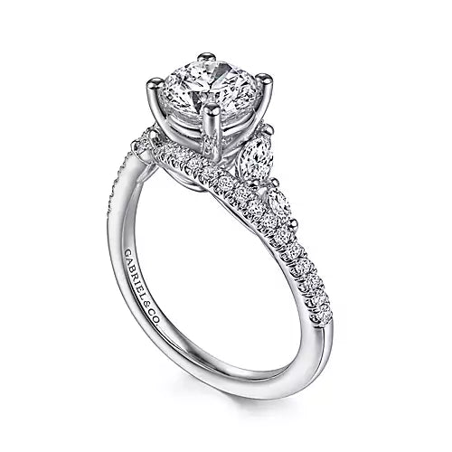 Gabriel & Co-14k White Gold Bypass Round Diamond Engagement Ring - 0.41 ct