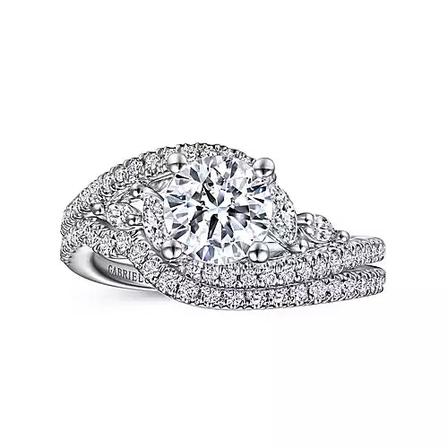 Gabriel & Co-14k White Gold Bypass Round Diamond Engagement Ring - 0.41 ct